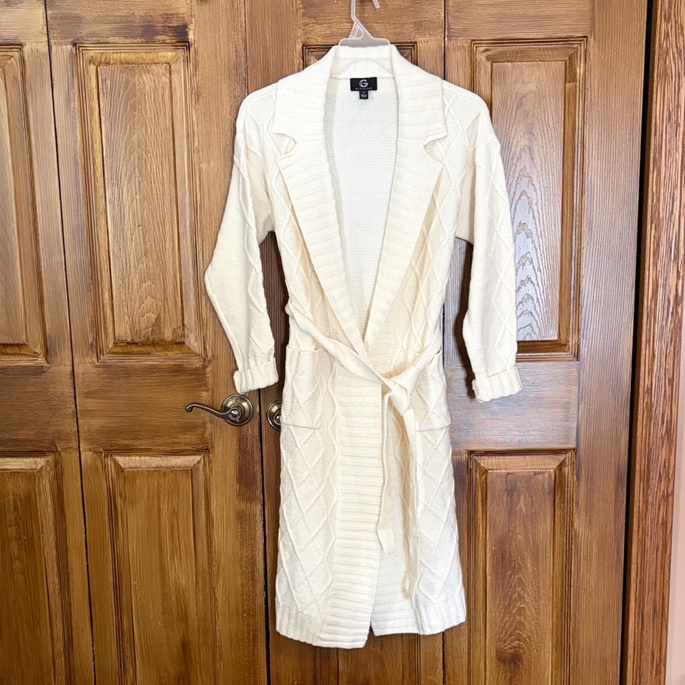 G by Giuliana Black Label Cream Knit Long Sweater